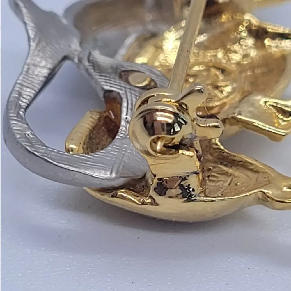 Taurus Bull Brooch Gold‎ Silver Zodiac Pin Angel Vintage Statement